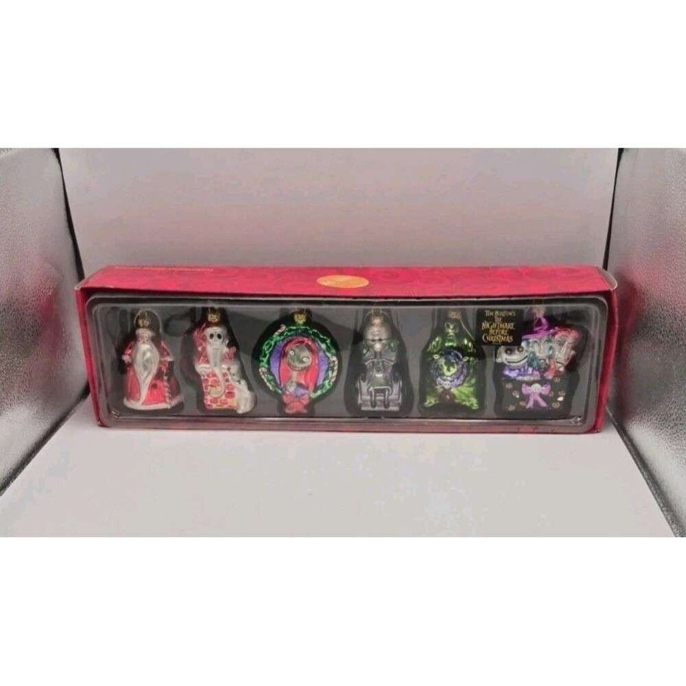 Disney Tim Burton's Nightmare Before Christmas Set of 6 Blown Glass Ornaments